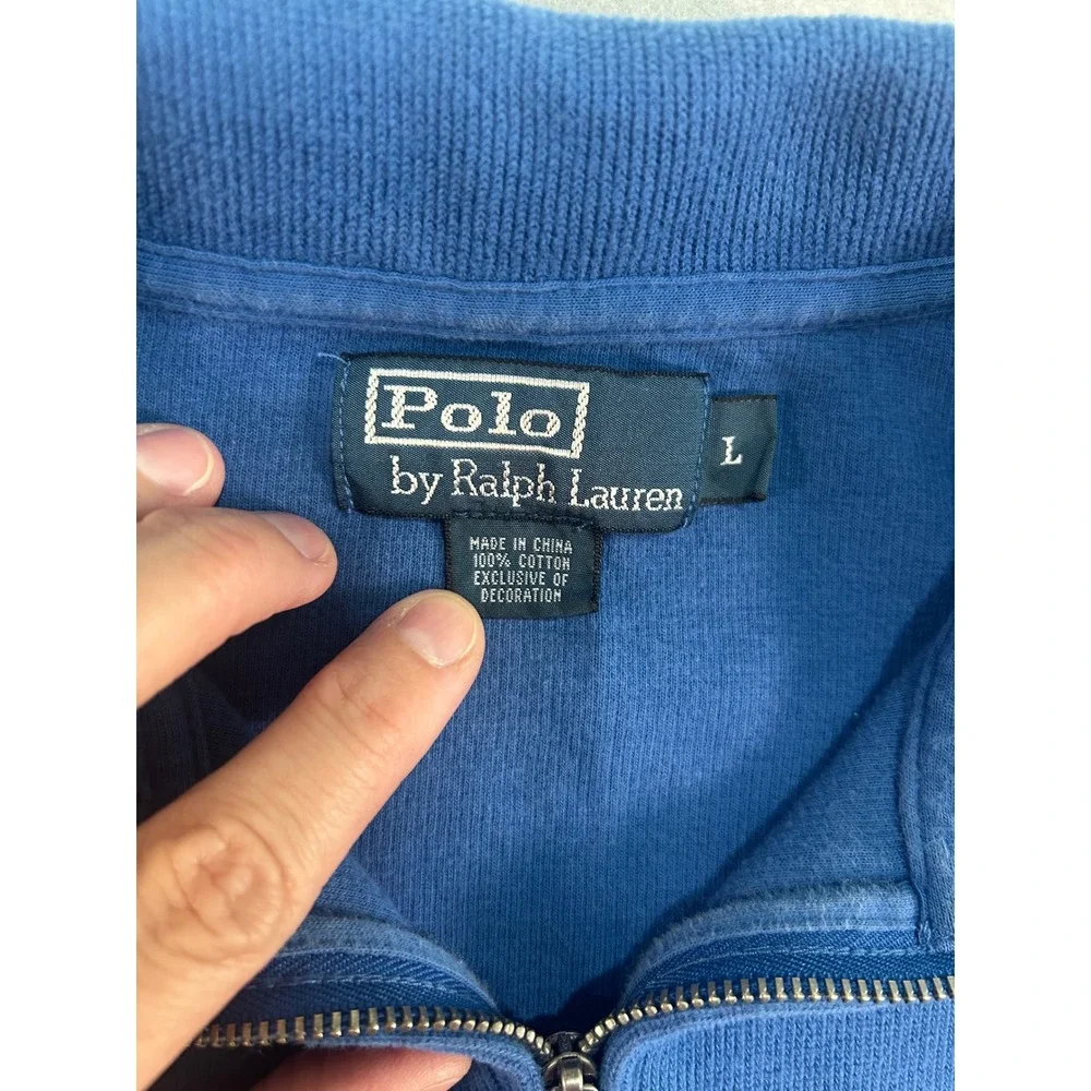 Polo Ralph Lauren Quarter Zip‎ Pullover Mens Large Blue Cotton Pony Logo Sweater